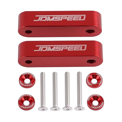 JDMSPEED Anodized Red JDMSPEED Hood Spacer Hood Riser 3/4" Replacement For Honda Civic CRX Del Sol Acura Integra