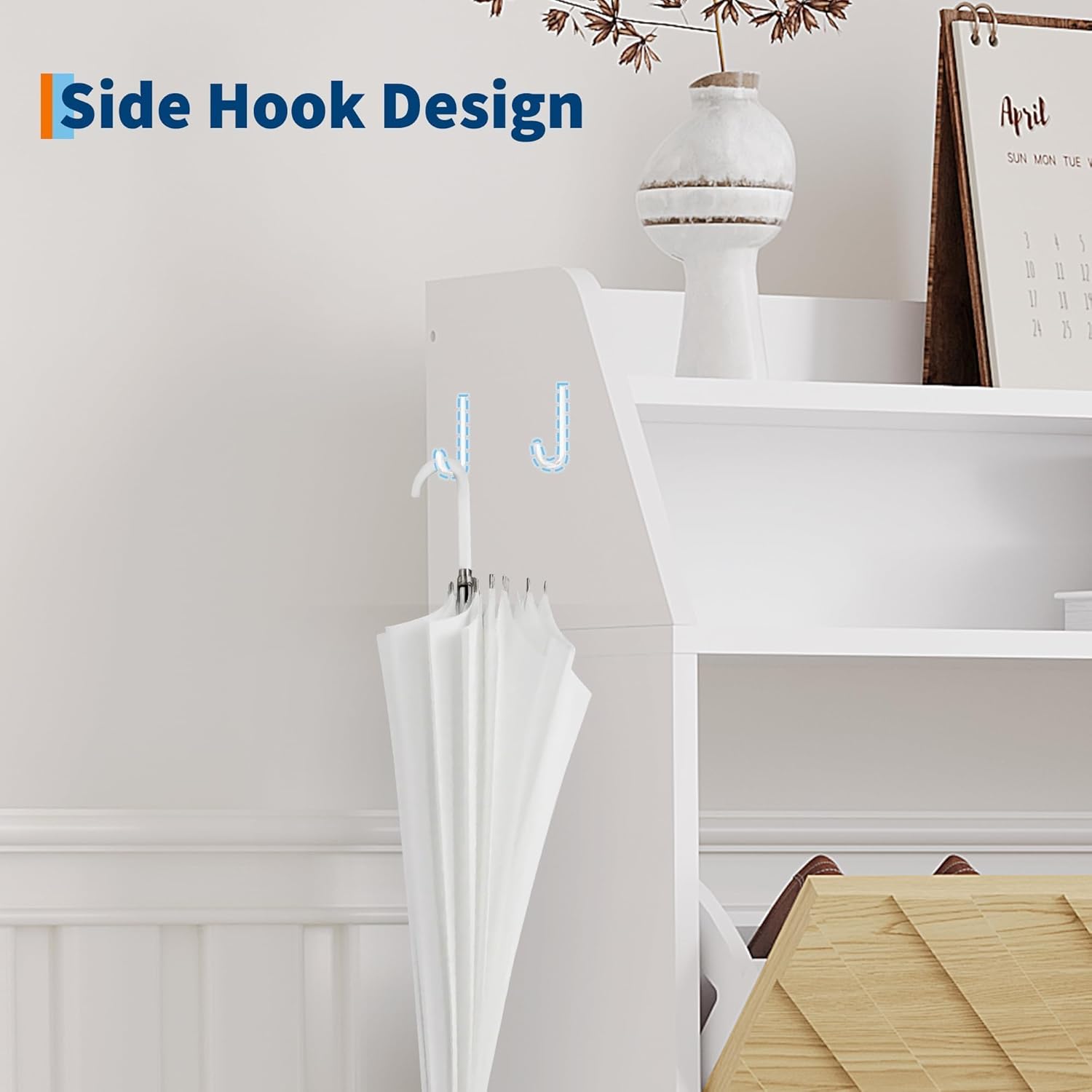 GAOMON Shoe Cabinet with 3 Flip Drawers, Narrow Slim Shoe Storage Organizer for Entryway, Hallway, Farmhouse Freestanding Hidden Shoe Rack, Space Saving White Wood Grain Furniture