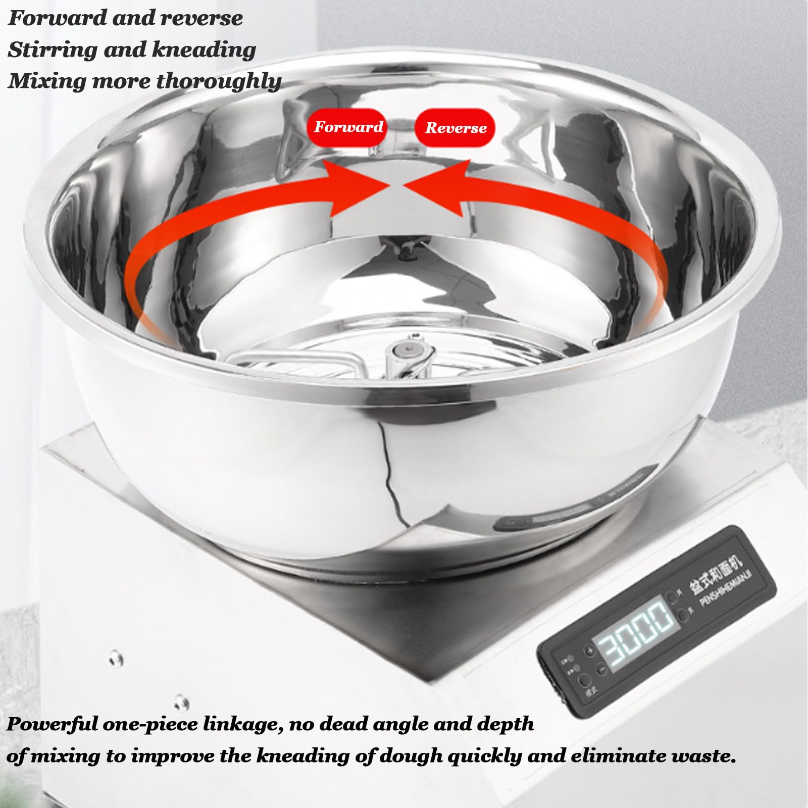Impastatrice a spirale elettrica commerciale con timer per ristoranti, pizzerie e panetterie,5kg