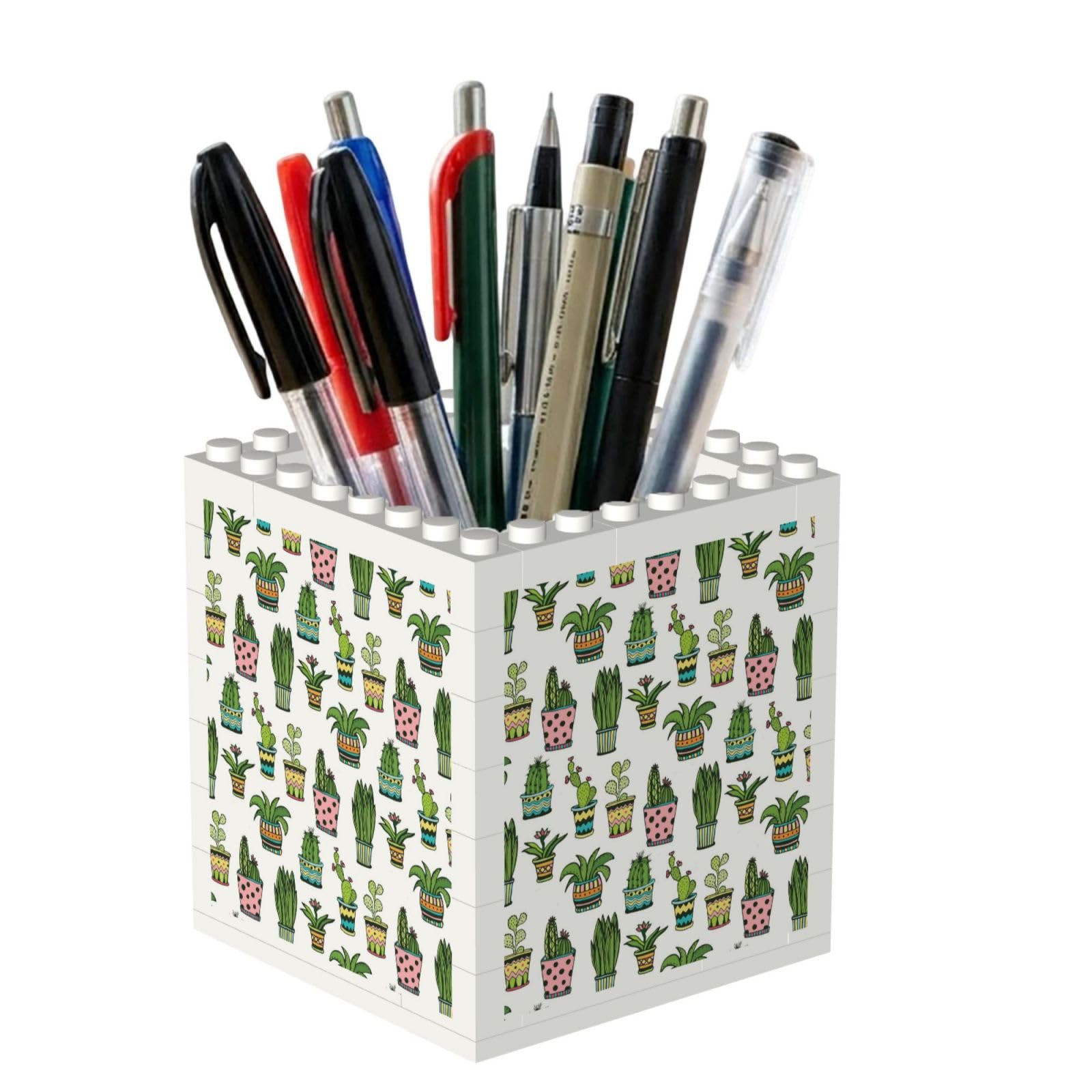 Poadnly Colorful Pretty Succulent, Pen Pot Pencil Holder for Office Home School, Compact Desk Organiser for Office Stationery