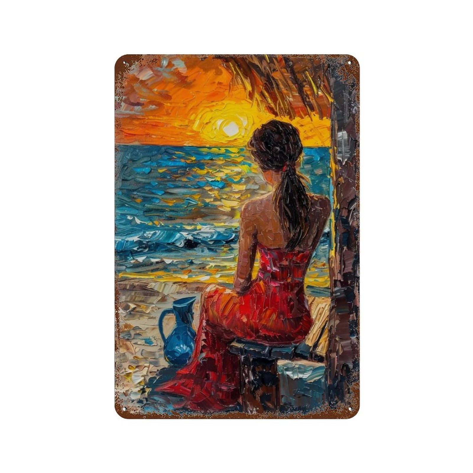 HDURYEYRYY Sunset By The Shore Hut 02 Wall Retro Iron Vintage Art Metal Tin Sign Poster Modern Home Cofffee Club Art Bar Shop Decor 30x20cm