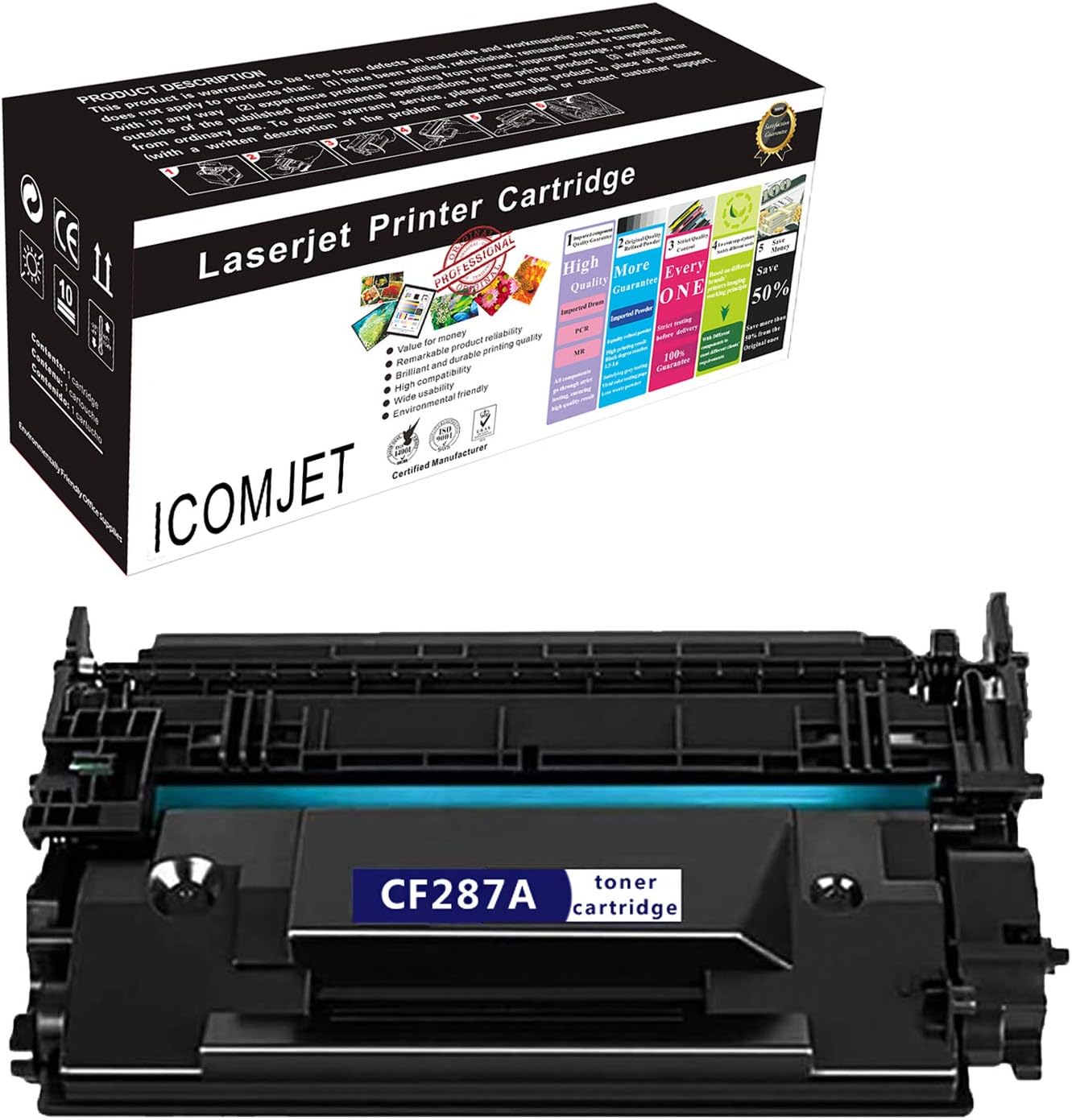 Compatible Toner Cartridge Replacement for HP 87A CF287A 87X CF287X Work for HP Laserjet Enterprise M506 M506dn M506x M506n Laserjet Pro M501dn M501n,Laserjet MFP M527dn M527z Printer(1*black)