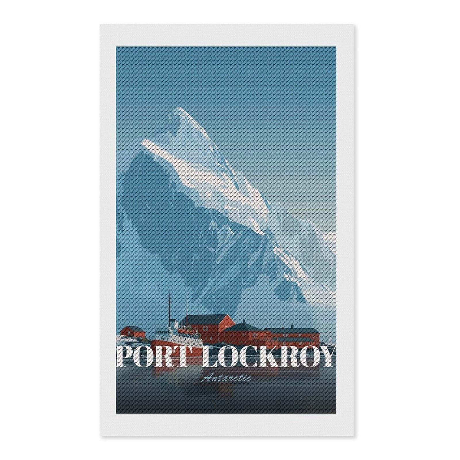 Junmoney Port Lockroy, Antarctica Travel Diamond Painting Canvas Set 12"x20", for Women, Pleasing Wall Art Project, Aesthetic Room Decor, Gift Idea