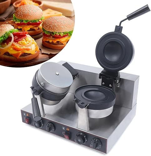 Miniatura 3 de Commercial Electric Burger Waffle Irons, 2400W Non Stick Press Burger Stainless Steel Machine Panini Press Sandwich Maker for Home Party Bread Donut