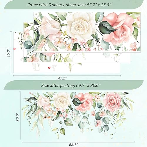 Miniatura 2 de Calcomanías de pared de flores y hojas para despegar y pegar, calcomanías grandes de vinilo floral para colgar, vid extraíble, decoración del hogar,