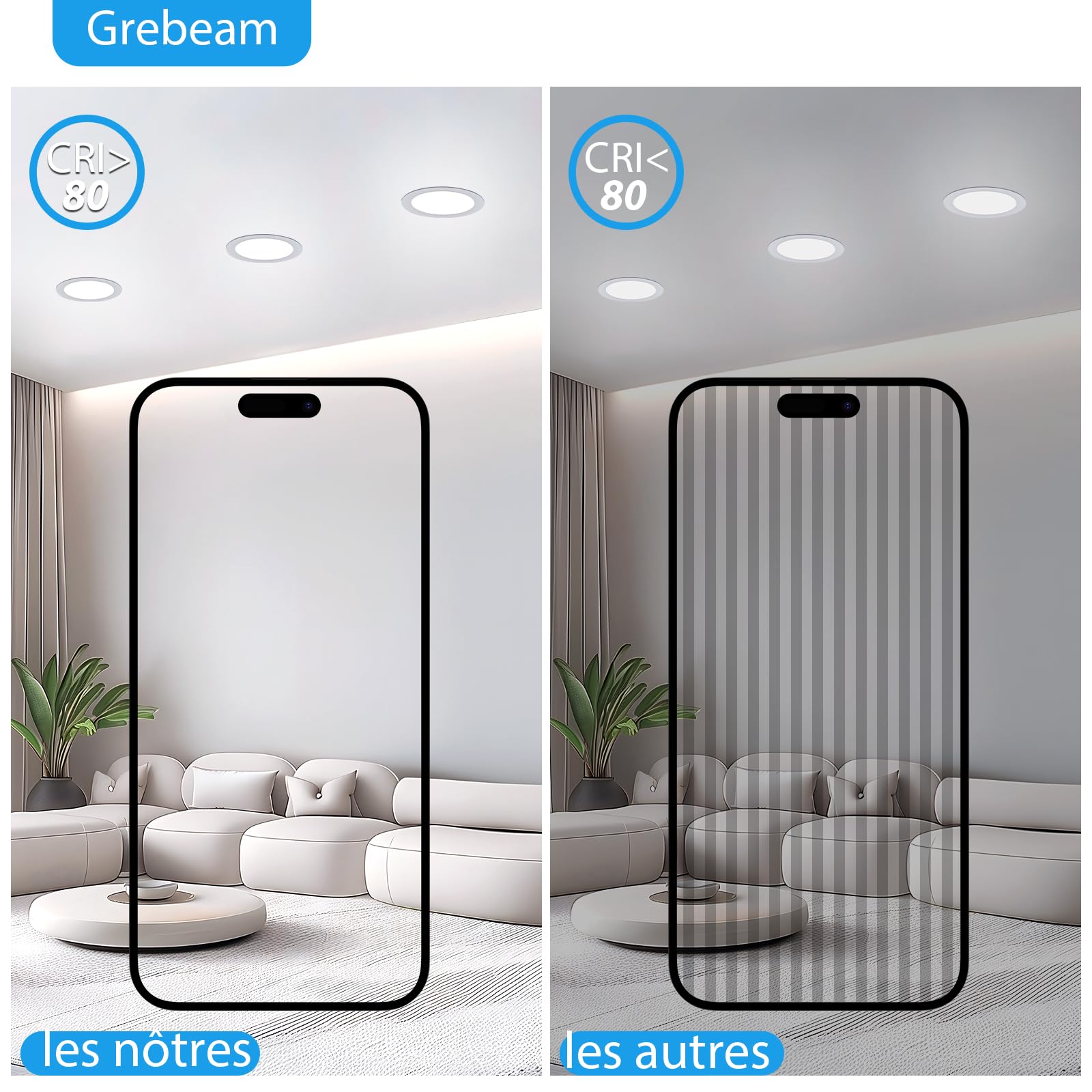 7W Spots LED Encastrables 220V, Spot Salle de Bain IP65, Ultramince 25 mm, 630LM, Blanc Froid 6000K, Trous Ø95-110mm, Spot LED Plafond Rond pour Cuisine, Salon, Chambre, Lot de 6