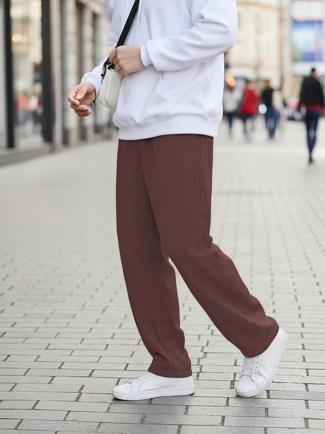 Men's Sweatpants Casual Sweat Pants Stretch Loose Fit Ribbed Jacquard Knit Textured Drawstring Pants with Pockets - Image 6