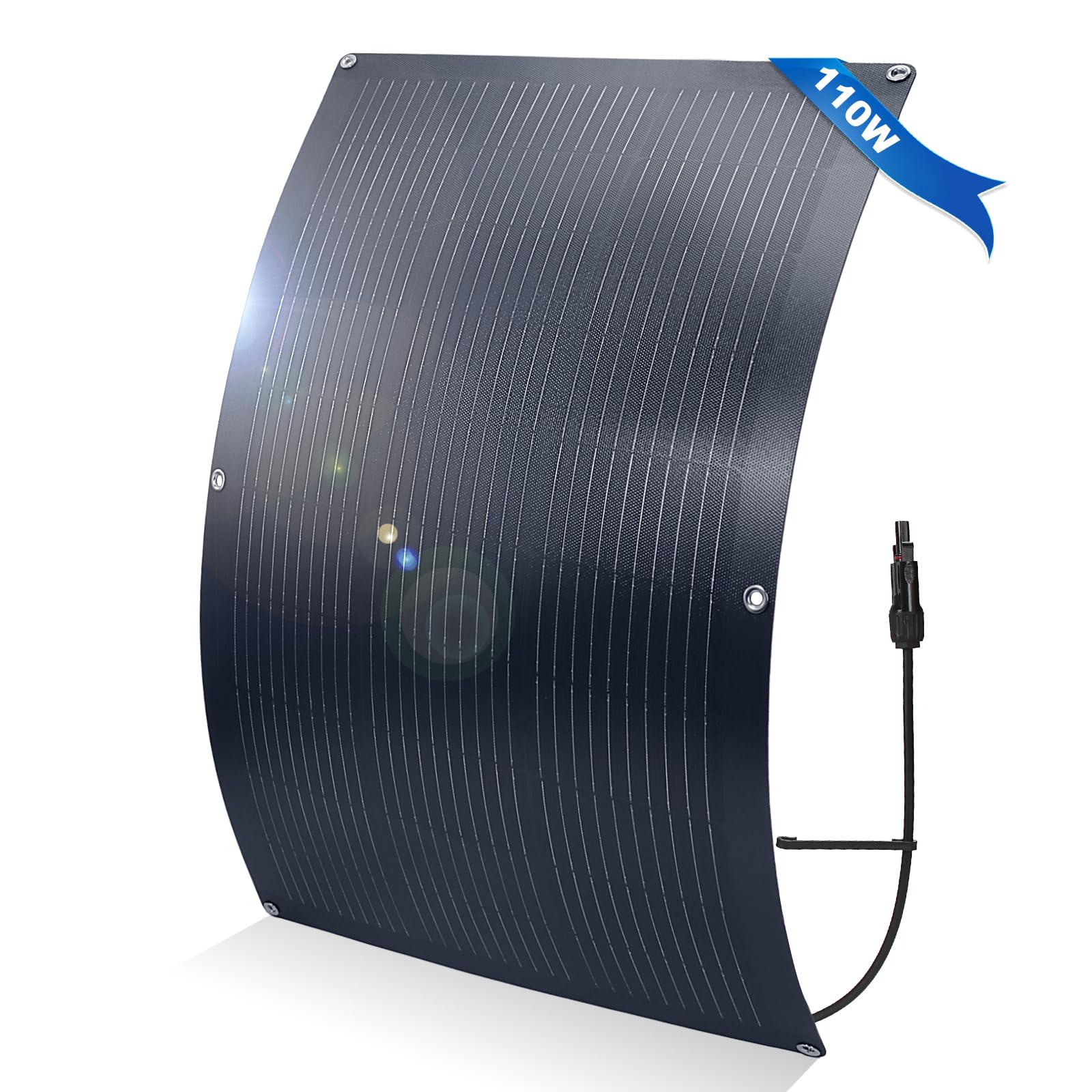 Pannello solare flessibile, 110 W, 20 V, 10 BB, monocristallino, portatile, leggero, pieghevole, per camper, barche, tetti, cabine, camper, superfici irregolari