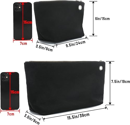 Miniatura 9 de Bolsa de almacenamiento de herramientas de utilidad de 2 piezas, 16 onzas, bolsa de colección de artículos de lona encerada para hombres y mujeres,