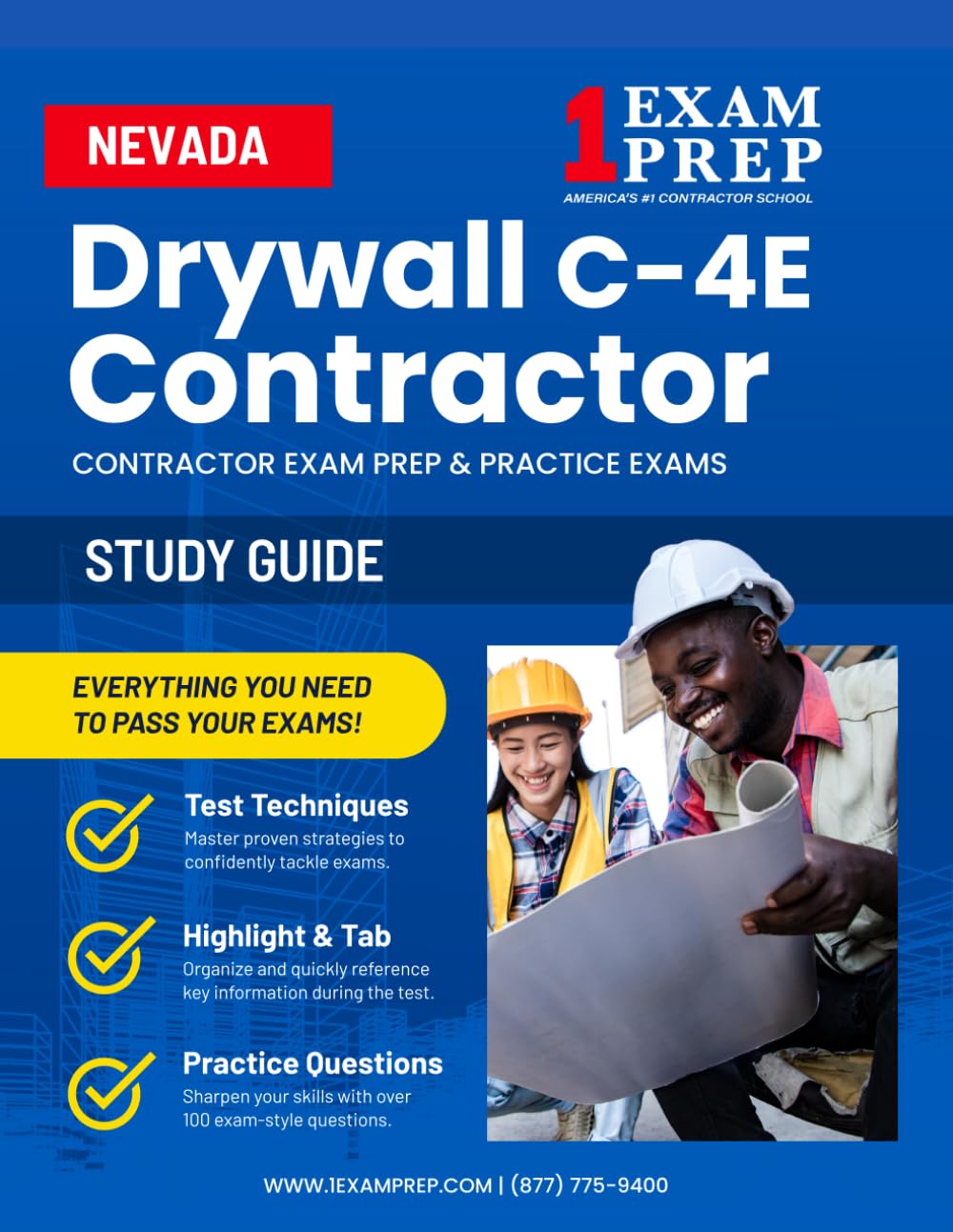 Nevada Drywall (C-4E) Contractor Exam Prep Study Guide: Practice Exams, Book Overviews & How to Highlight & Tab Your Books