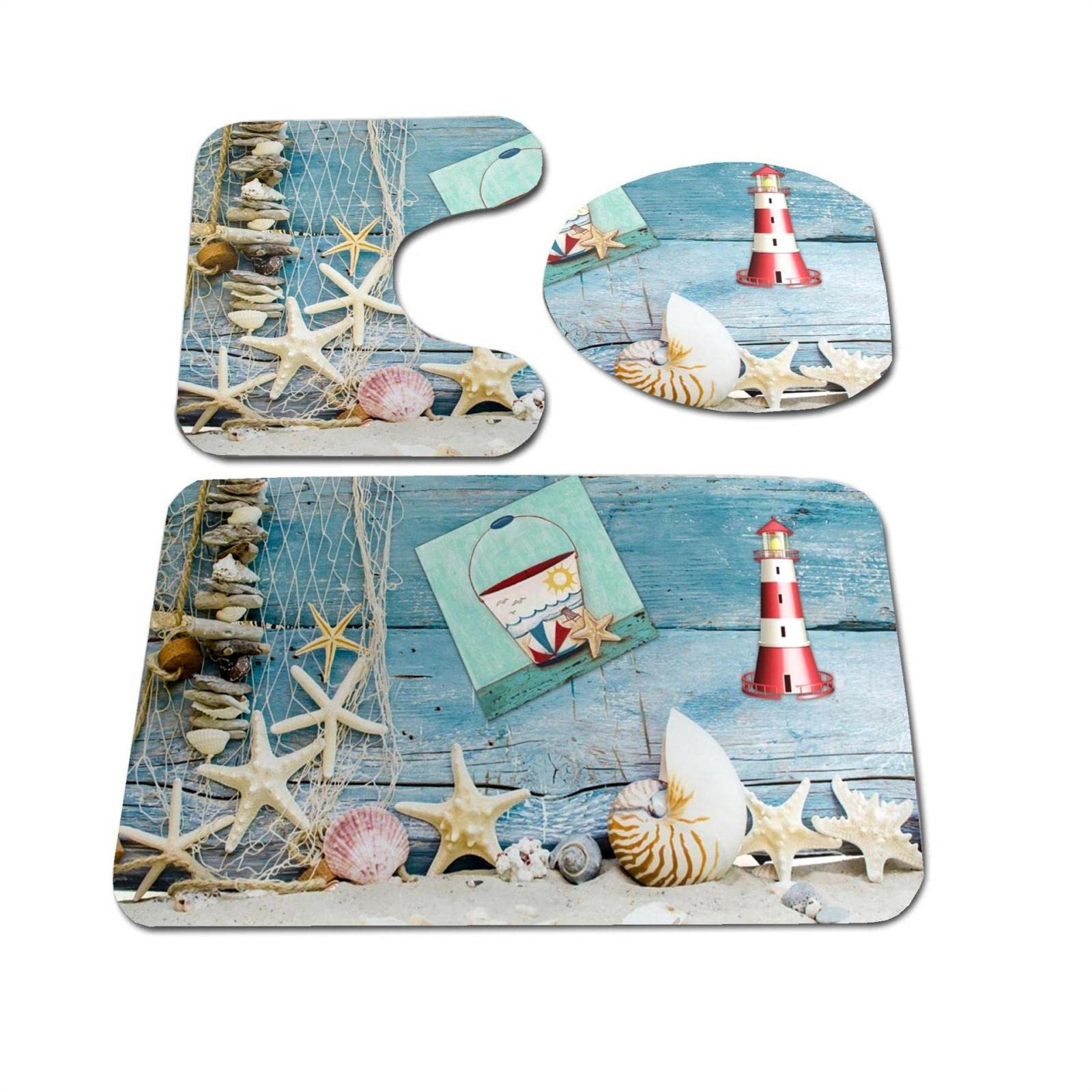 Badvorleger Mit Seestern-Motiv - Nautische Badematte Mit Memory-Schaum & Rutschfester Unterseite