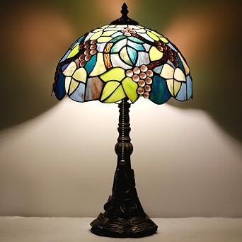 Tiffany Table Lamp Stained Glass Lamp 12X12X19 Inch Amber Grape
