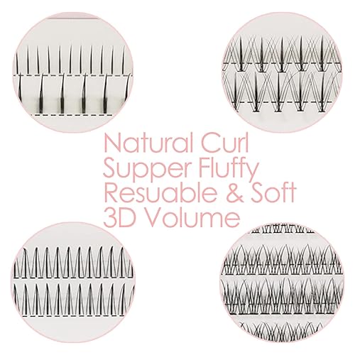 Miniatura 2 de DAGEDA Extensión de pestañas de volumen DIY 340 unidades pestañas individuales racimos naturales pestañas reutilizables pestañas individuales