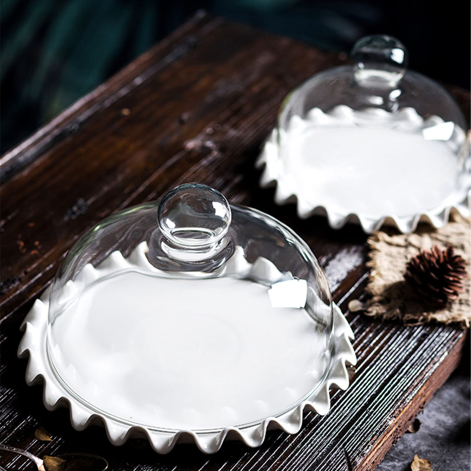 Amazon | デザートプレート 白、ケーキサーバー ガラス製ケーキドーム