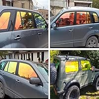 Vista 4 de XhuangTech Película de protección solar para ventana lateral de automóvil, película de protección solar verde dorado camaleón, 76% VLT para ventana