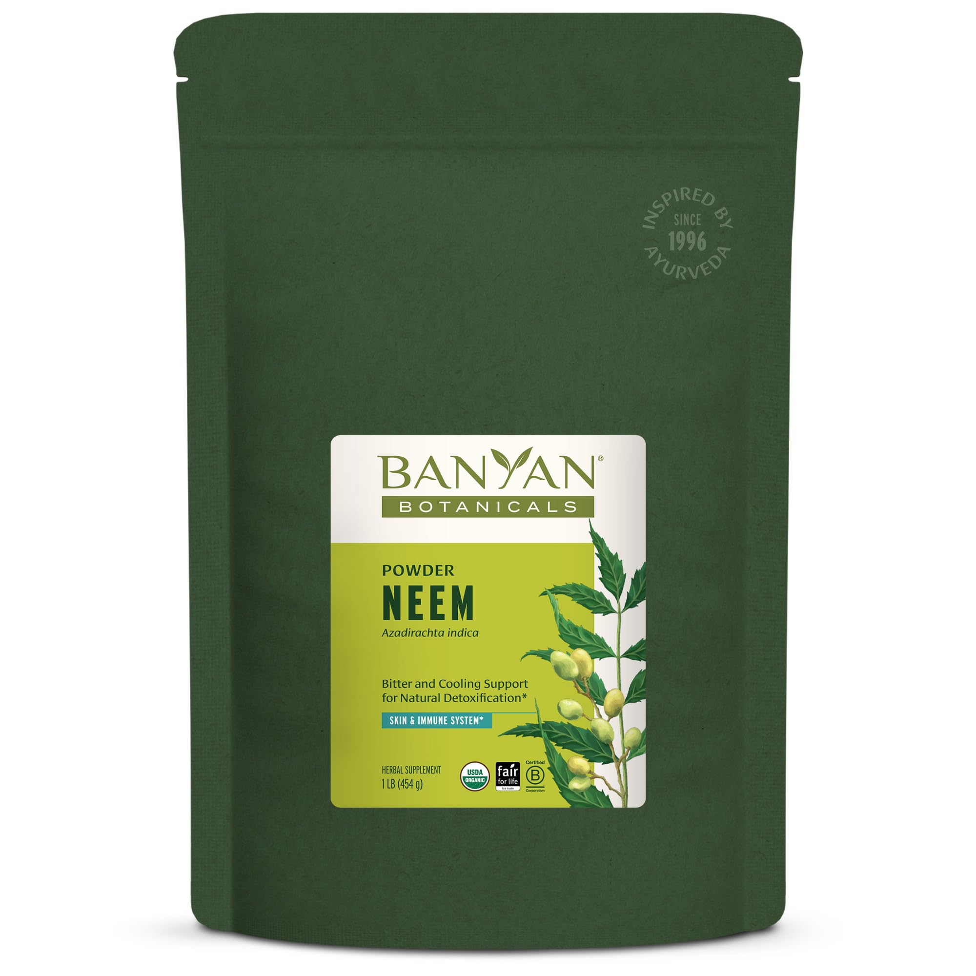 Banyan Botanicals Neem Powder – Organic Neem Leaf Supplement (Azadirachta Indica) – for Skin Health, Immune Support, and Natural Detoxification* – 1 lb. – Non-GMO Sustainably Sourced FFL Fair Trade