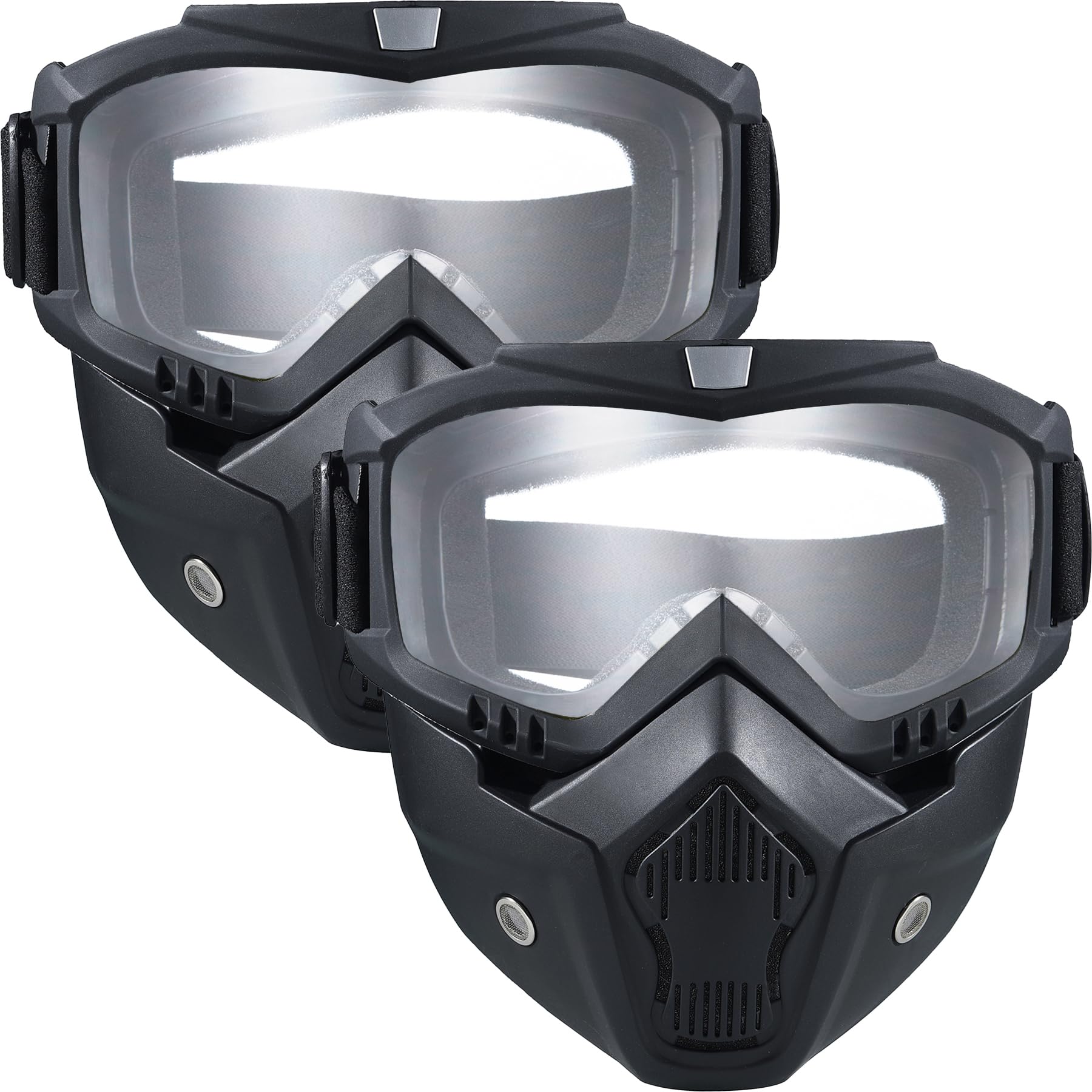 2 Pack Airsoft Mask Full Face, Paintball Mask,Motorcycle Mask?Tactical Full Face Mask Ski Mask Goggles Detachable (Clear)