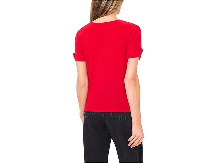 Short Sleeve Bow Sleeve Knit Top - Image 2