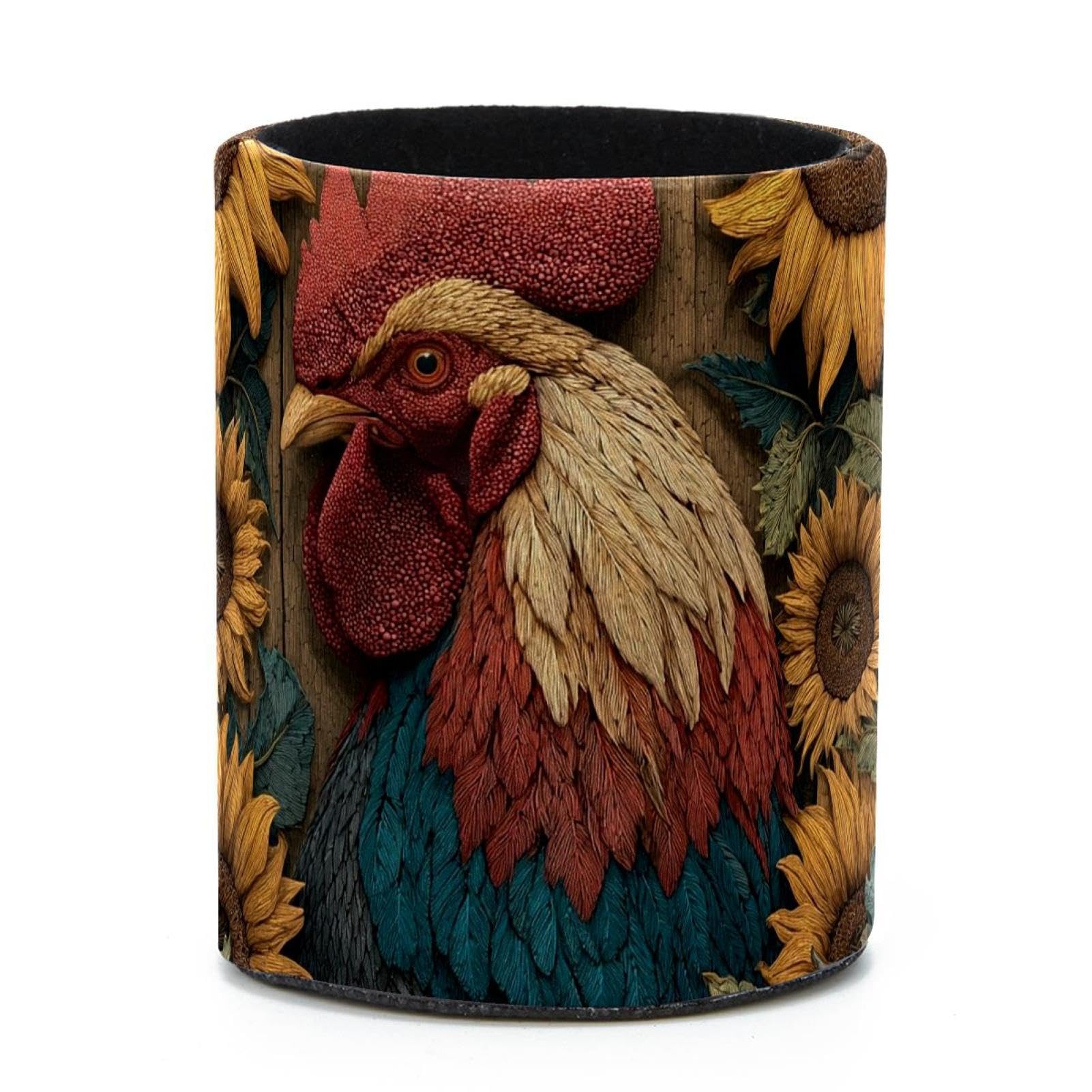 VAPOKF Round Pencil Holders for Desk, Rooster Pen Holders Pen Pot Makeup Brushes Storage Desktop Stationery Supplies Organiser for Home Office
