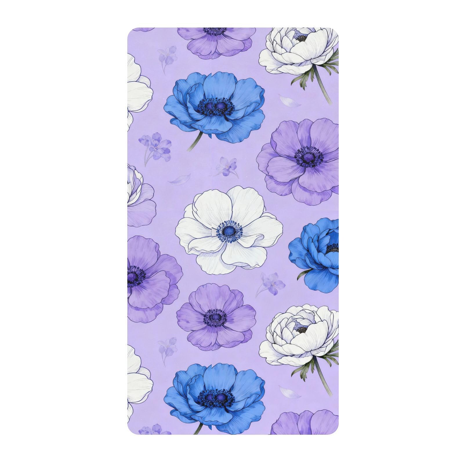 Drap de berceau violet à motif floral en coton doux extensible pour bébé