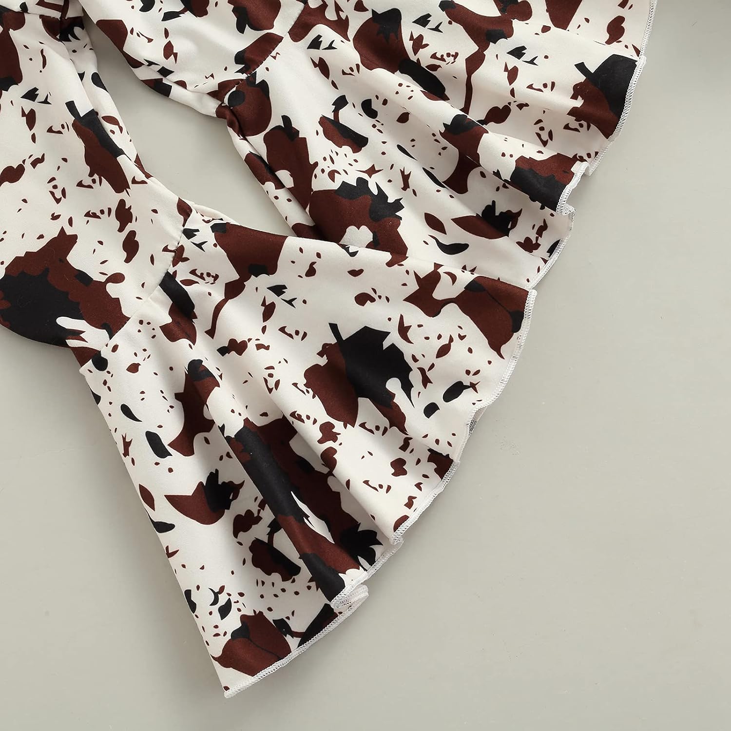 wdehow Toddler Baby Girls 3PCs Outfits Long Pullover Ruffle Dress Shirt Cow Print Flared Pants Set Fall Winter Clothes - Image 6