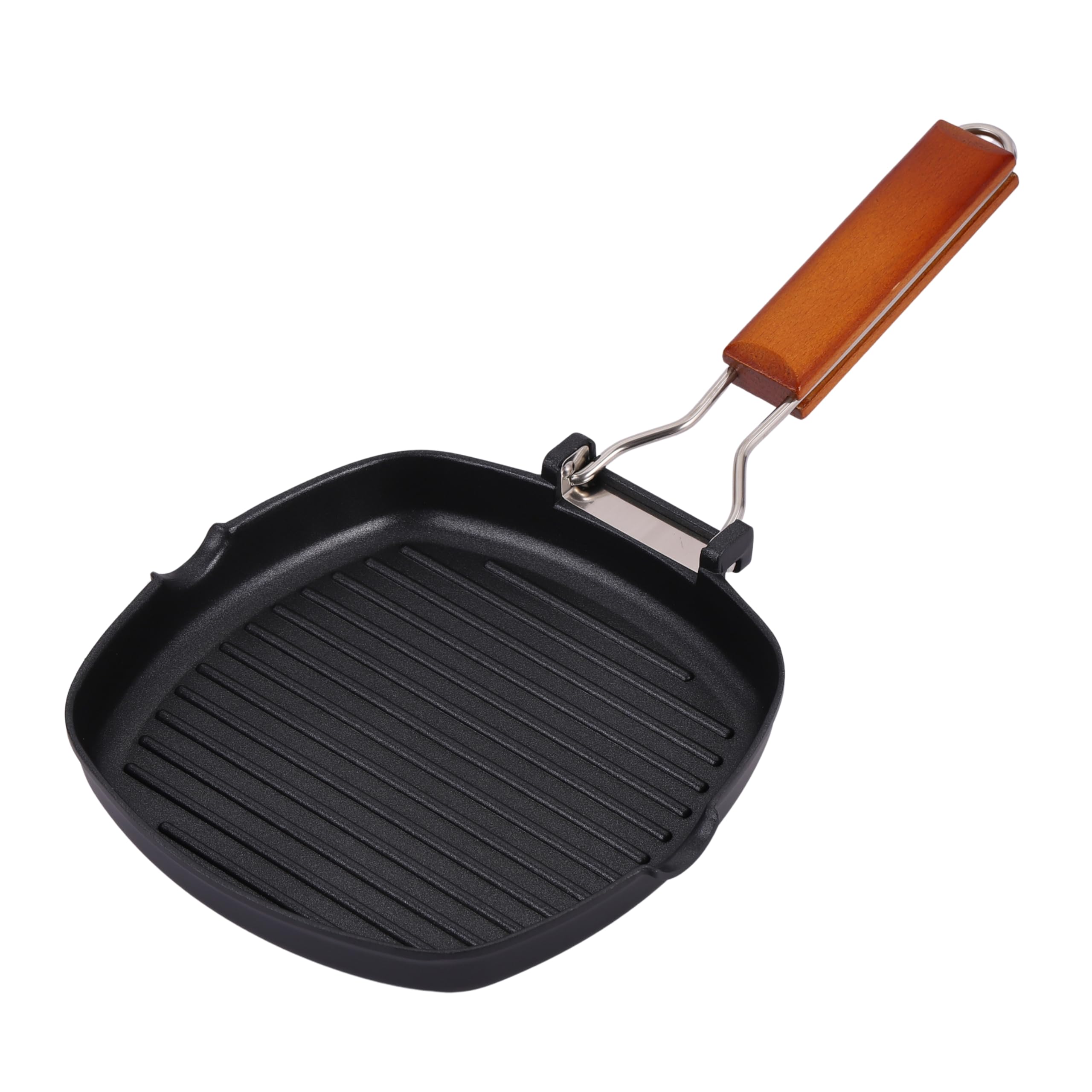 Innovacook Folding Handle Griddle Pan 20cm, Non Stick Induction Grill Pan, Cast Aluminium Grill Skillet for Steak, Burgers & Vegetables, Space Saving Folding Handle, Suitable for All Hob Types