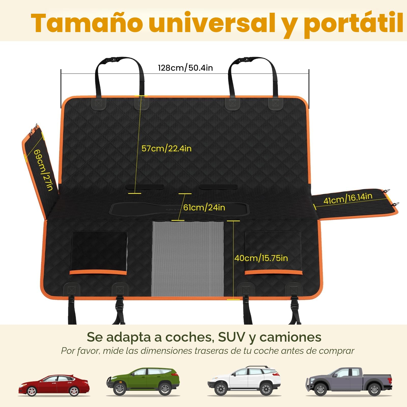 Pecute Extensor de Asiento de Coche para Perros,Funda de Asiento Trasero para Mascotas, para Viajes por Carretera,Almacenamiento en el Coche,Adecuado para SUV y Camiones,hasta 180 kg
