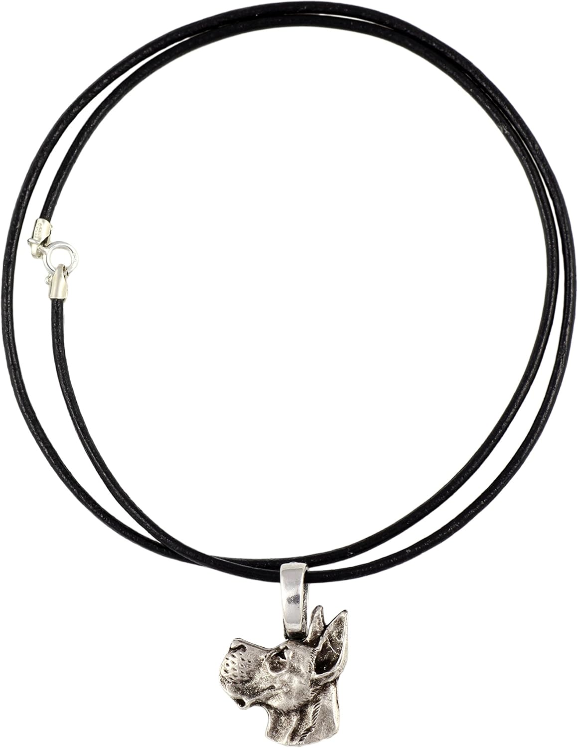 Art-Dog Collection Dog Pendant – Dog Breeds Jewelry - Handmade Dog Necklace with ZnAl Base and Silver Coating – Silver Dog Necklaces for Men and Women – Great Dane II