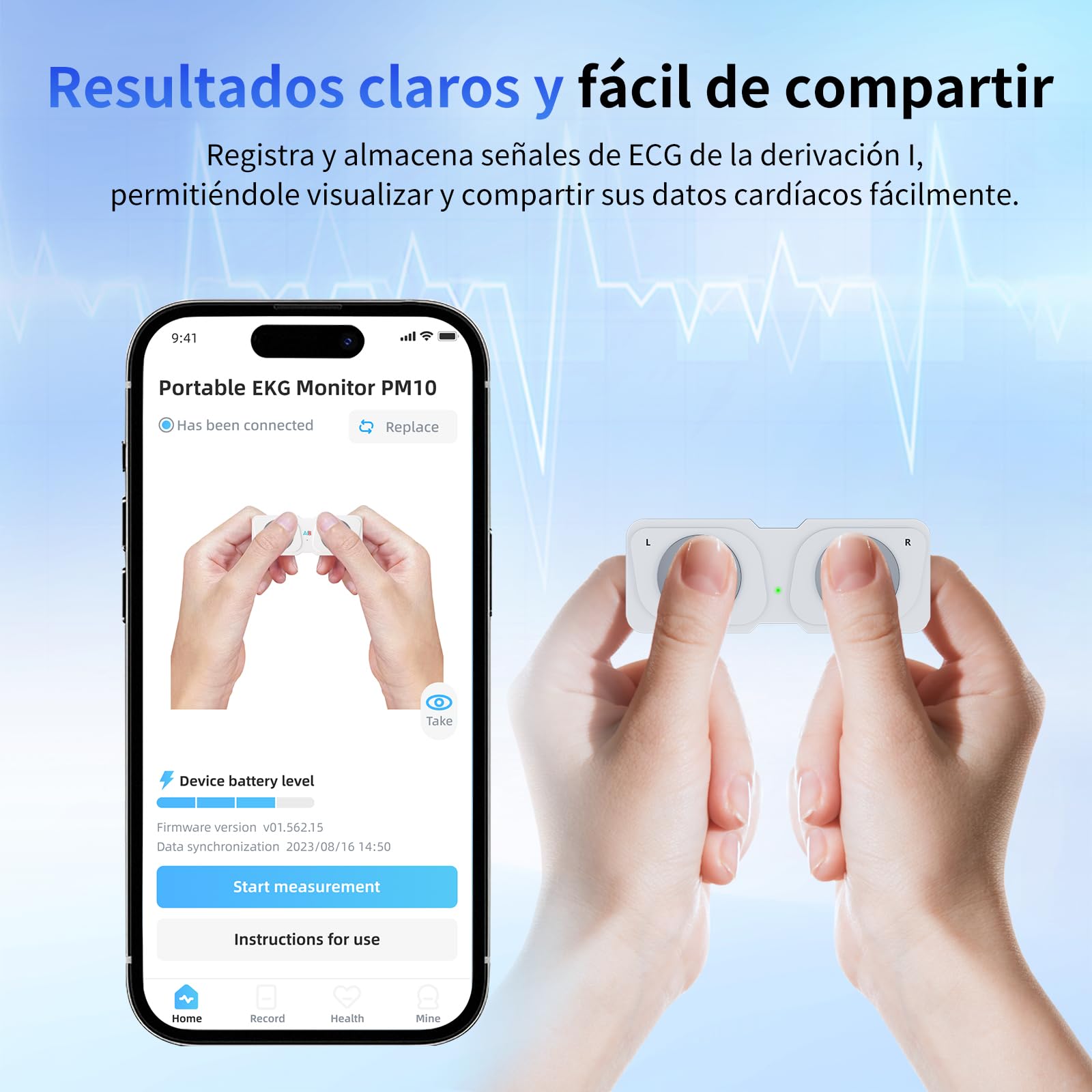 Monitor de ECG móvil, dispositivo de ECG personal, detecta fibrilación auricular, bradicardia o taquicardia en 30 segundos, monitor de frecuencia cardíaca, aplicación para iOS/Android