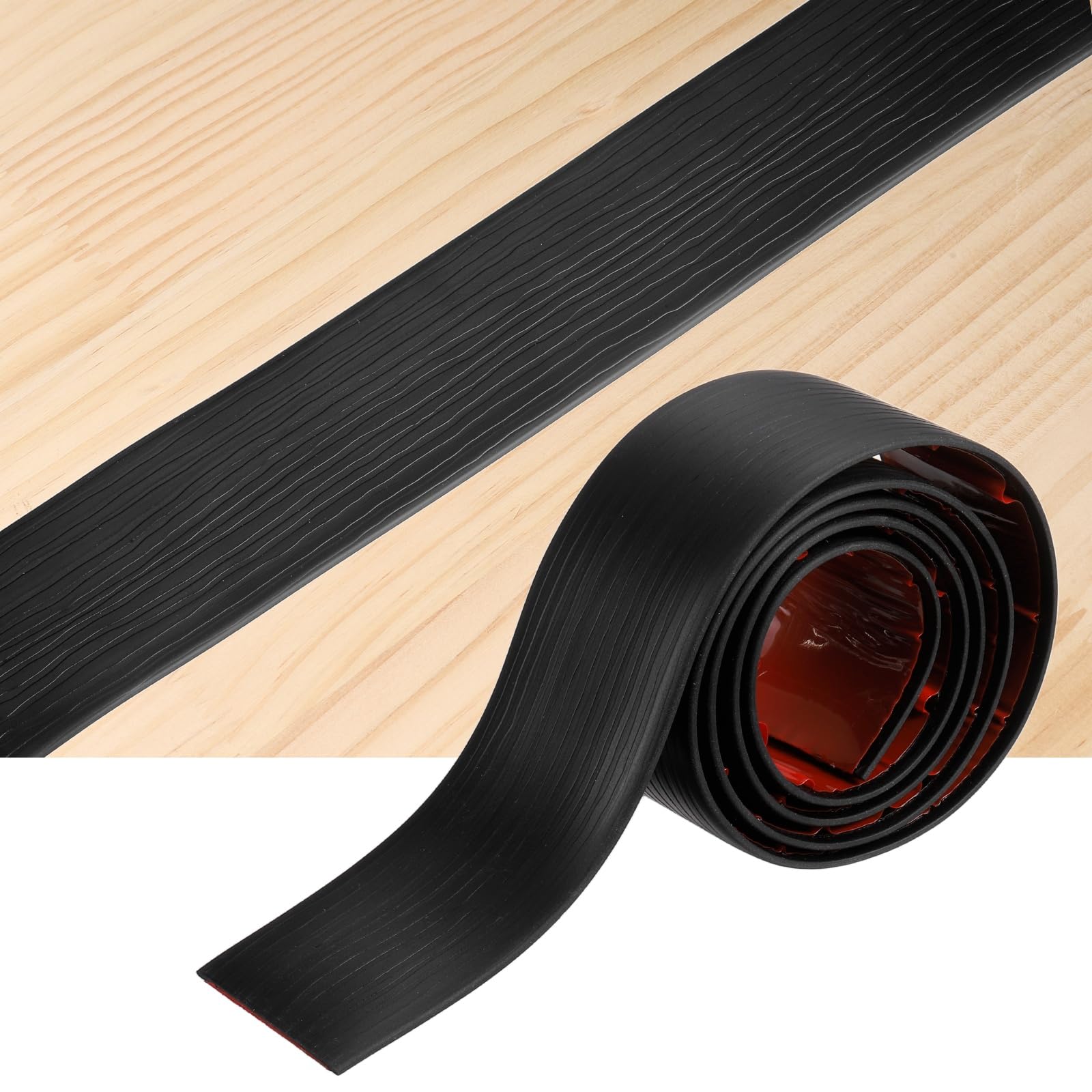 sourcing map Floor Transition Strips, 1m x 50mm(LxW) Embossed Self Adhesive Vinyl Flooring Edging Trim PVC Flooring Flat Divider Strip Cover Strips for Joining Floor Gaps, Black