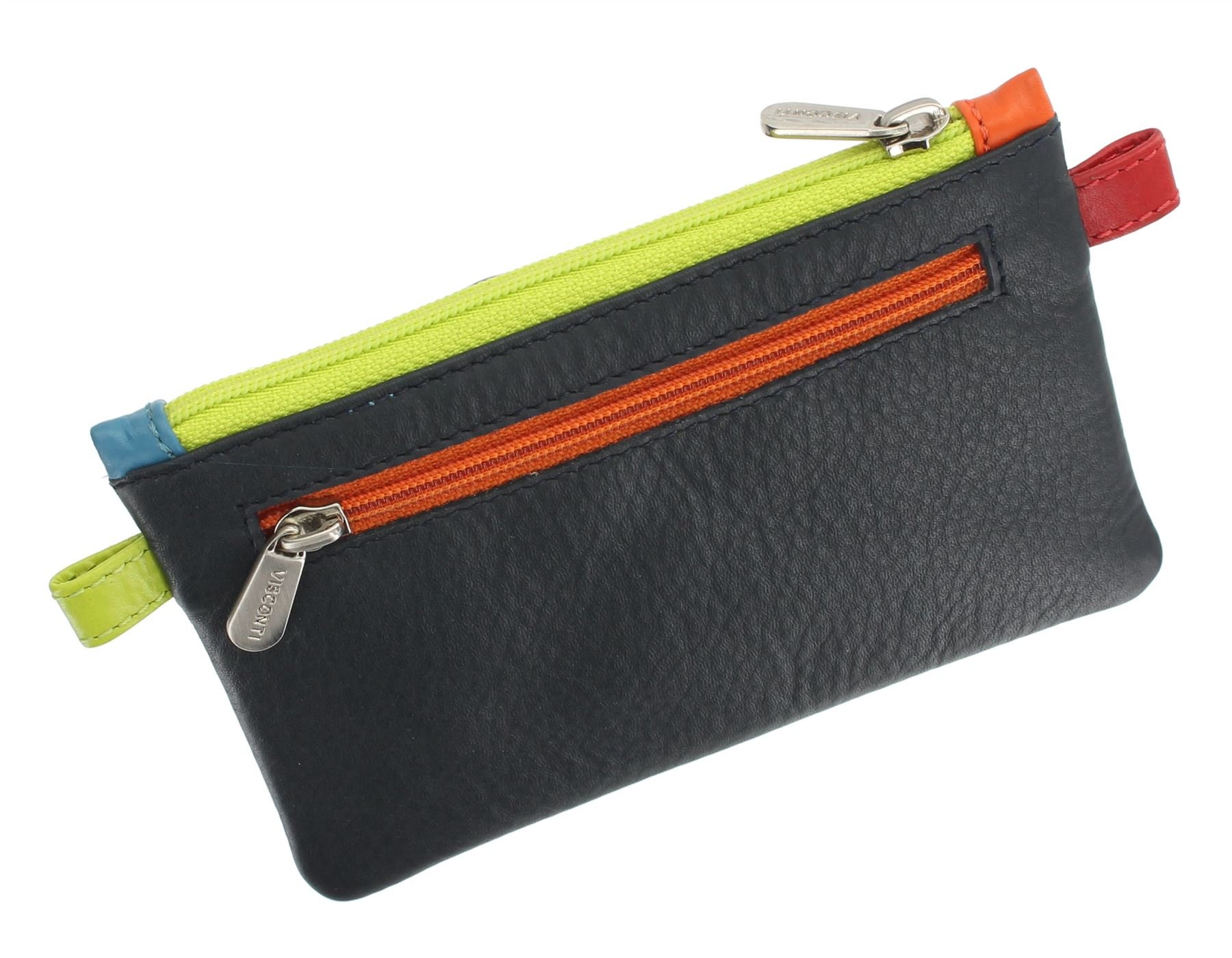 Visconti CORA Porte-Monnaie pour Pièces en Cuir avec Zip Supérieur et Porte-clé CP2 Marine Multi