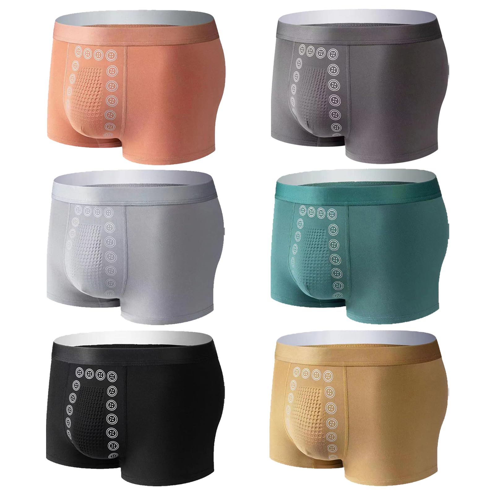 BROIEEN Men's Massage Magnetic Therapy Underwear, Magnetic Underwear, menmen's Energetic Massage Magnetic Therapy Underwear,Energy-Field-Therapy Men's Underwear (6pcs,4XL)