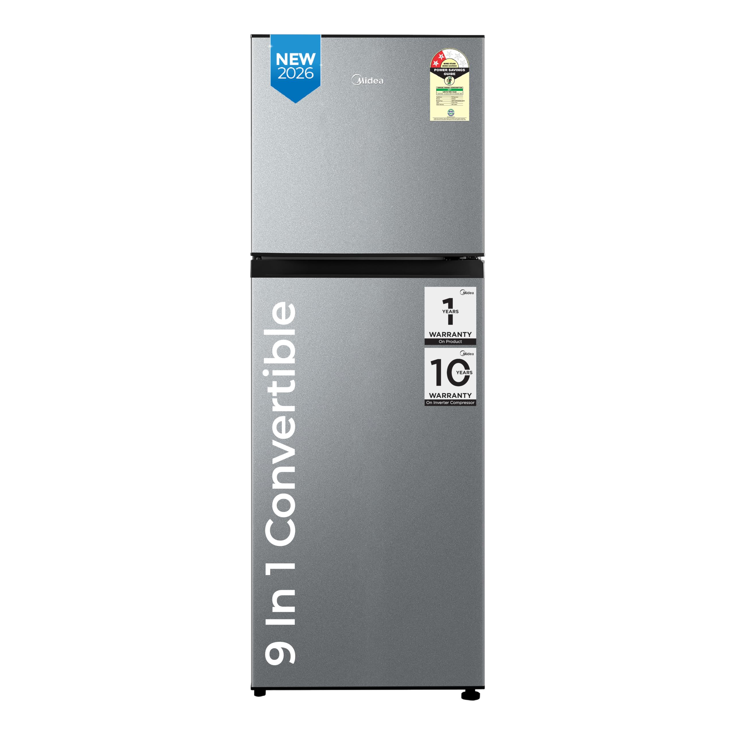 Midea 233L 2 Star Convertible 9-In-1 Inverter Compressor Frost Free Double Door Refrigerator with Multi Air Flow, Smart⁺ Cooling (MDRT359FGI50IN1, Active C Fresh Deodorizer, Crystal Silver, New 2026)-image-42