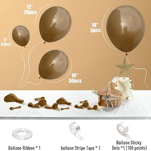 Miniatura 2 de Globos marrones, 1812105 pulgadas Kit de arco de guirnalda de globos retro de color marrón oscuro de diferentes tamaños, globos de helio de látex en