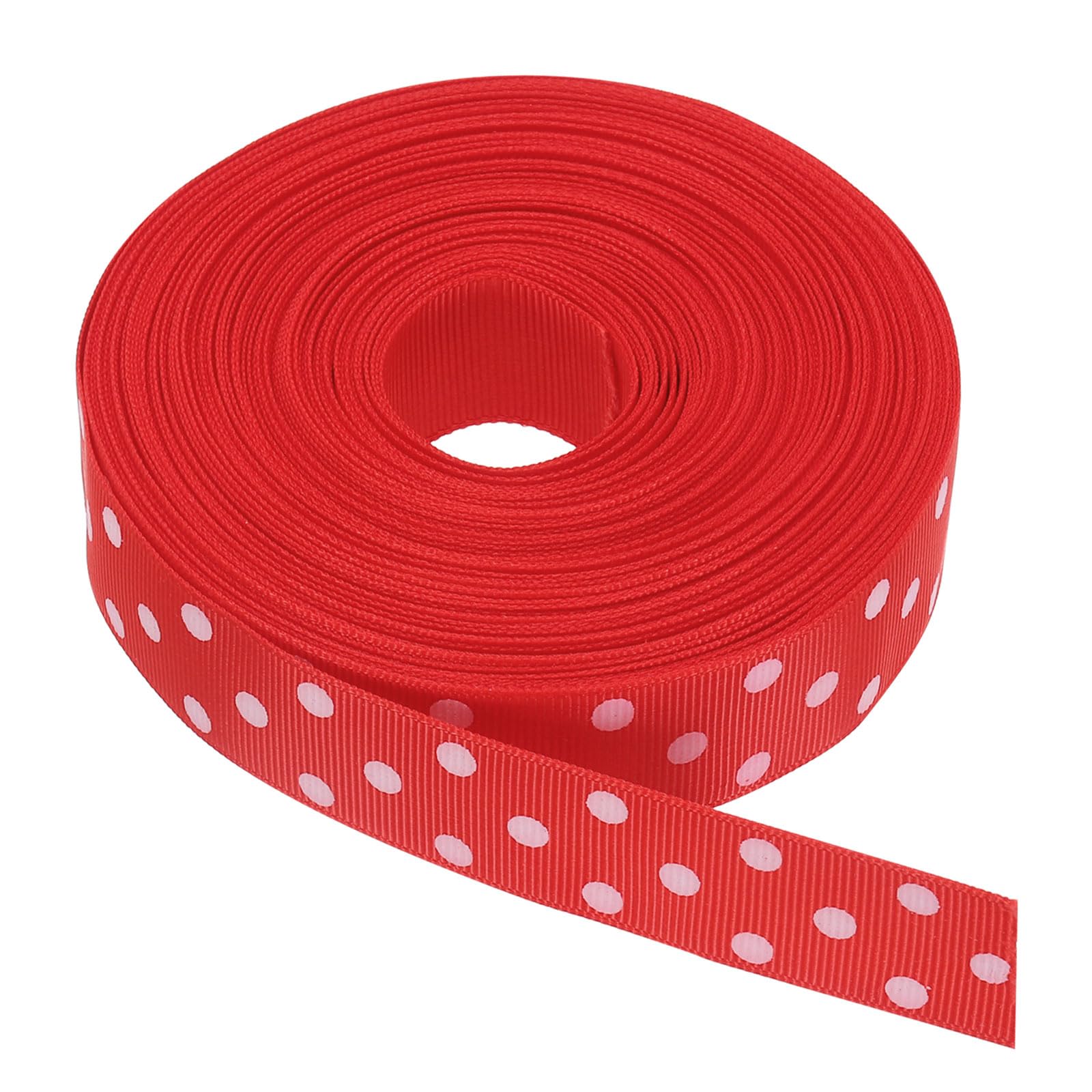 sourcing map Grosgrain Ribbons 25 Yards 1 Inch Red with White Dots Ribbon Bow Decoration for Crafts Gift Wrapping Wedding DIY Handmade โ image 1