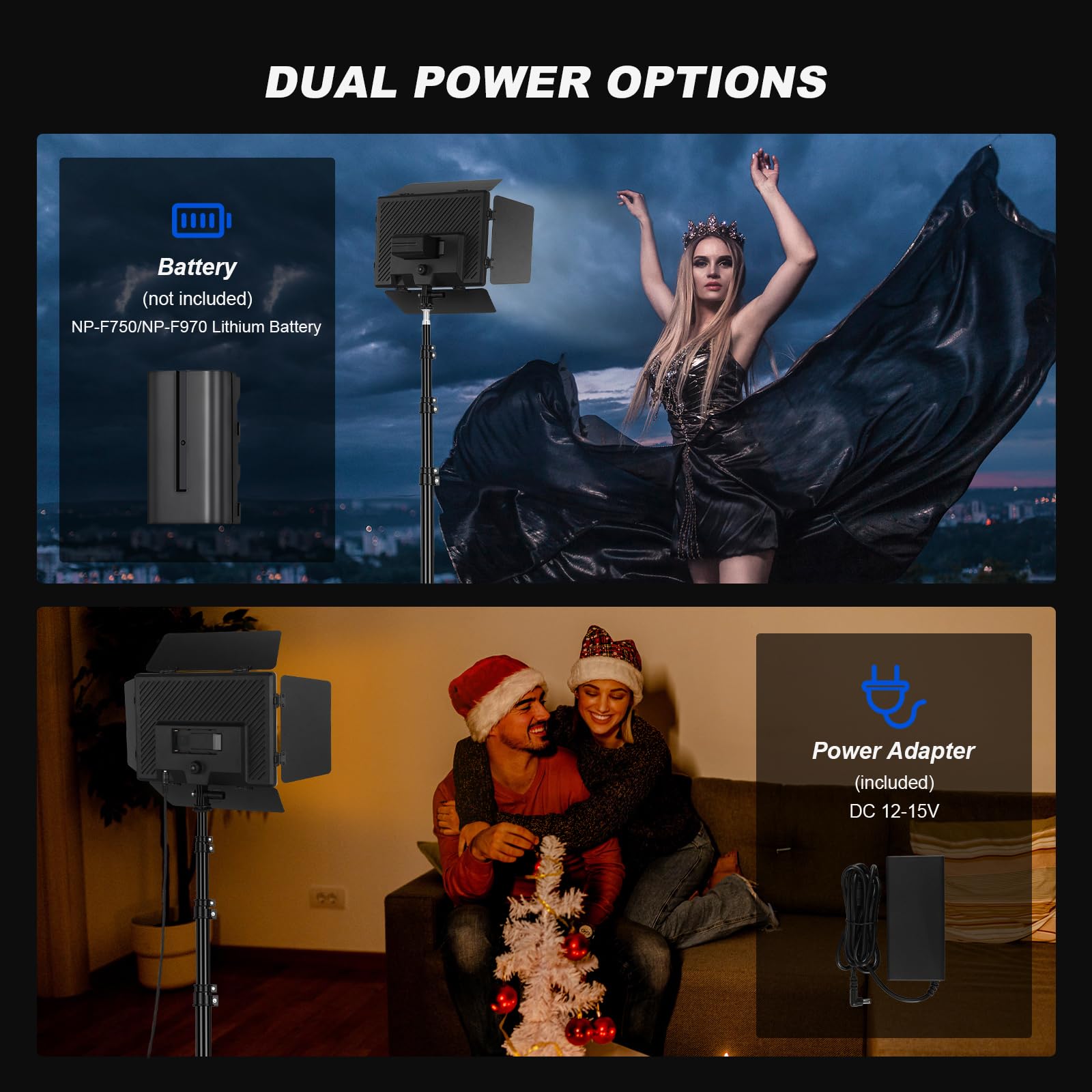 Soonpho 2-Pack Iluminación de Panel LED Luz Video y Soporte Kit Barn Door 2800-6500K Regulable 20W de luz de iluminación de Estudio de fotografía con 1,6 m de trípode y Soporte de teléfono móvil