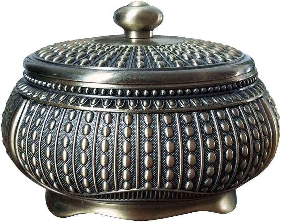 Ash Tray Bronze Ashtray With Lid Outdoor Home Coffee Table Office Desktop Decoration Chinese Retro Ashtray 5.11 Inch Smoker Gift Outdoor Ashtray