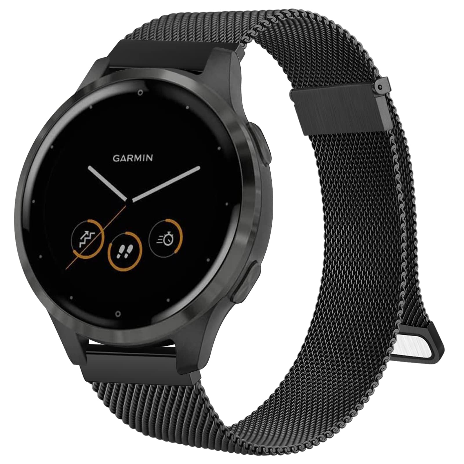WanmeMetal Bands for Garmin Venu 2 Band, Garmin Vivoactive 4 Bands Women Men, Stainless Steel Mesh Magnetic Replacement Wristband Bracelet Strap Compatible with Garmin vivoactive 4 / Venu 2 / Forerunner 255 Smart Watch