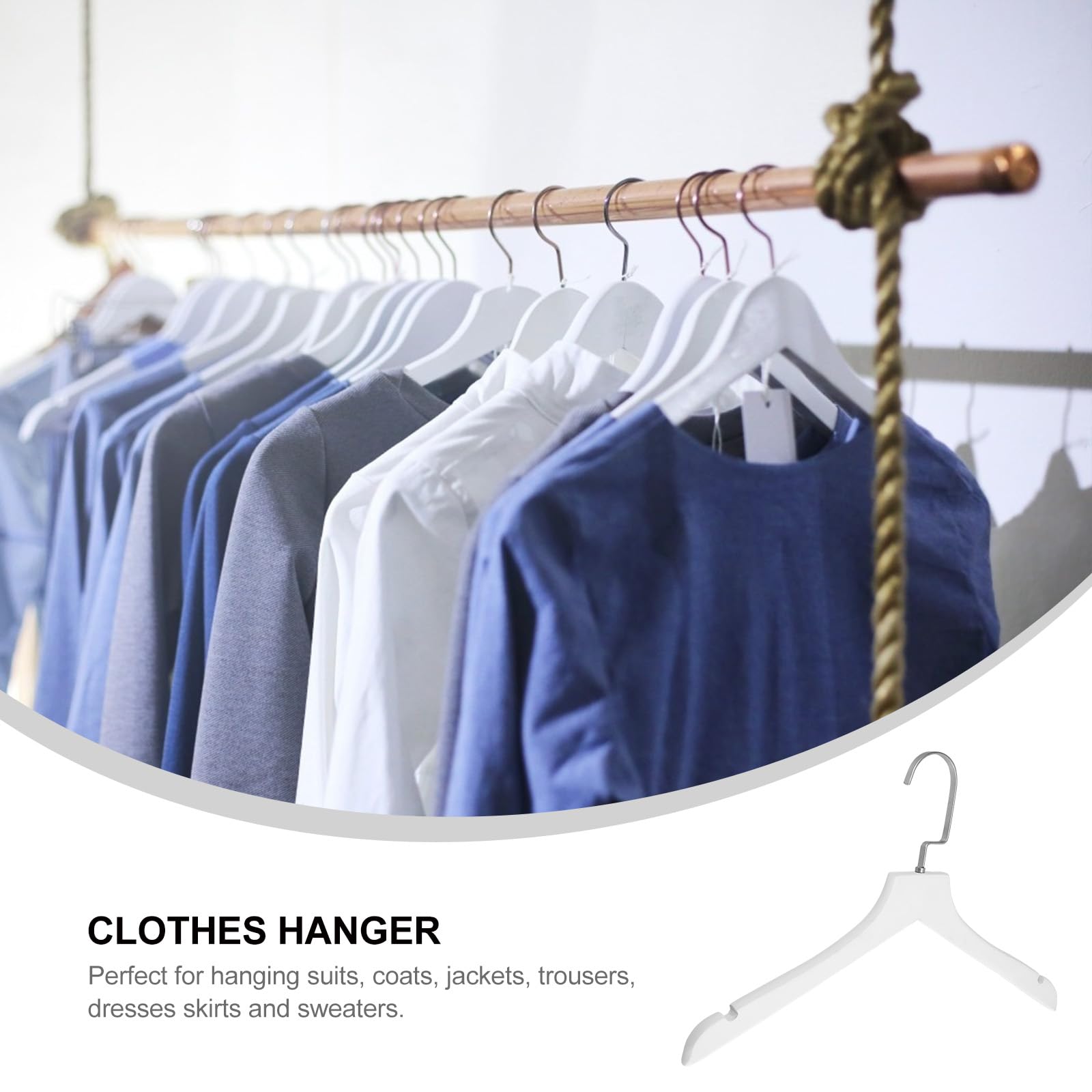 Extra breite Kleiderbügel aus Holz, 8 Stück, solide weiße Kleiderbügel für Herren, Pullover und Kleidung, Wäscheständer, langlebiges und stilvolles Design für optimale Anpassung