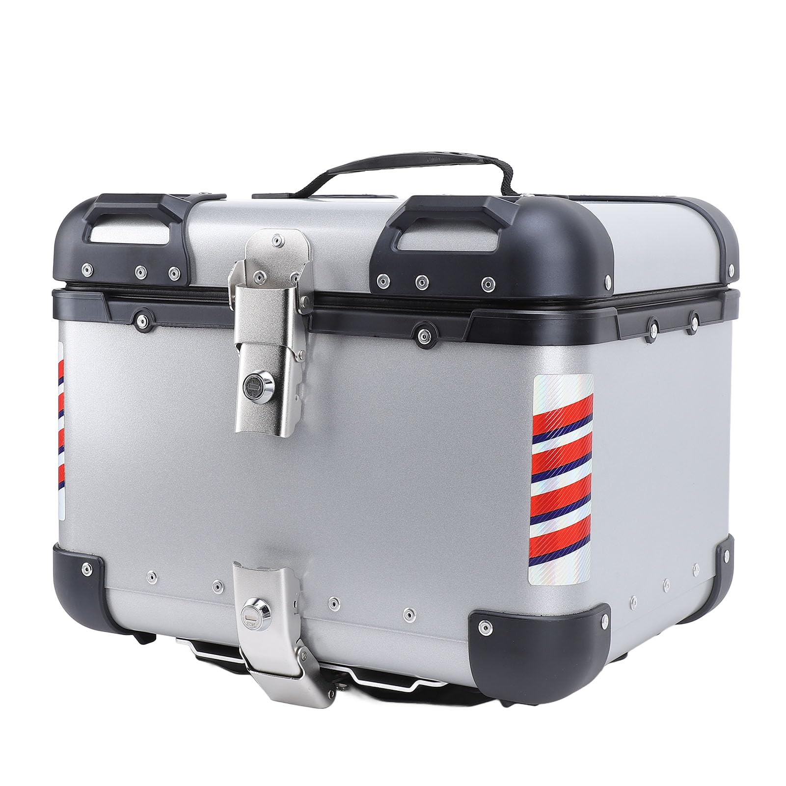 Baúl para Motocicleta, Caja Trasera Ligera de Aleación de Aluminio de 45 L, Baúl de Motocicleta con Cerradura de Seguridad, Pegatinas Reflectantes Resistentes Al Agua para Ajuste Universal