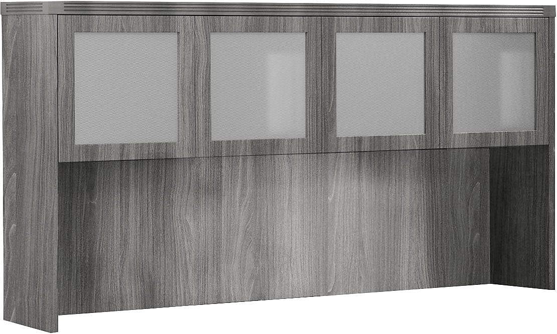 Safco Mayline AHG72LGS Aberdeen 72" Hutch Cabinet with Glass Doors, Gray Steel Tf