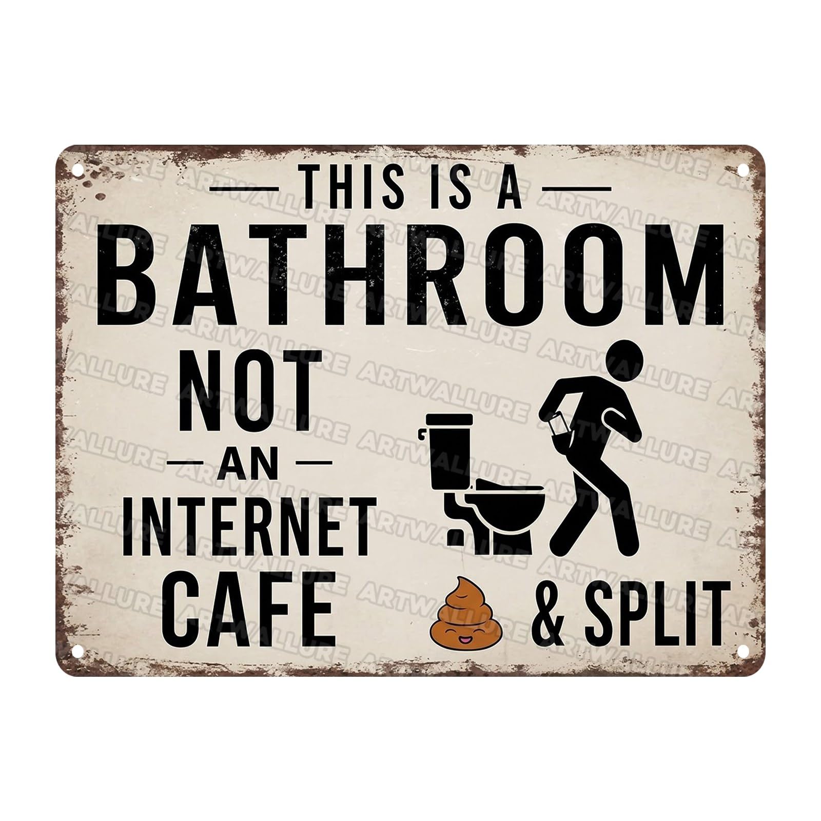 Funny Bathroom Sign Metal Tin Sign Humorous Wall Decor This Is A Bathroom Not An Internet Cafe Split for Restroom Bath Toilet Man Cave 12x16Inch