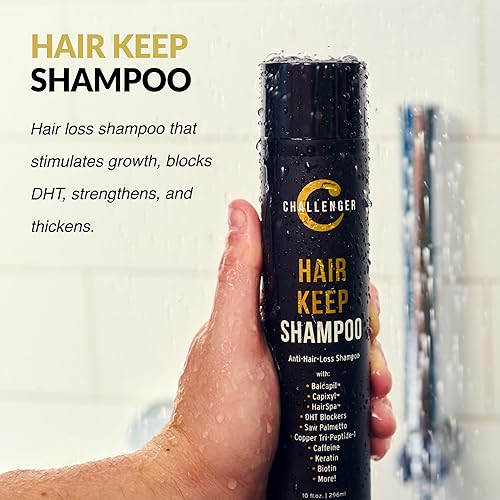 Miniatura 5 de Challenger Champú para mantener el cabello para hombre, 10 onzas. | Champú para el crecimiento del cabello con bloqueo DHT | con Baicapil, Capixyl,
