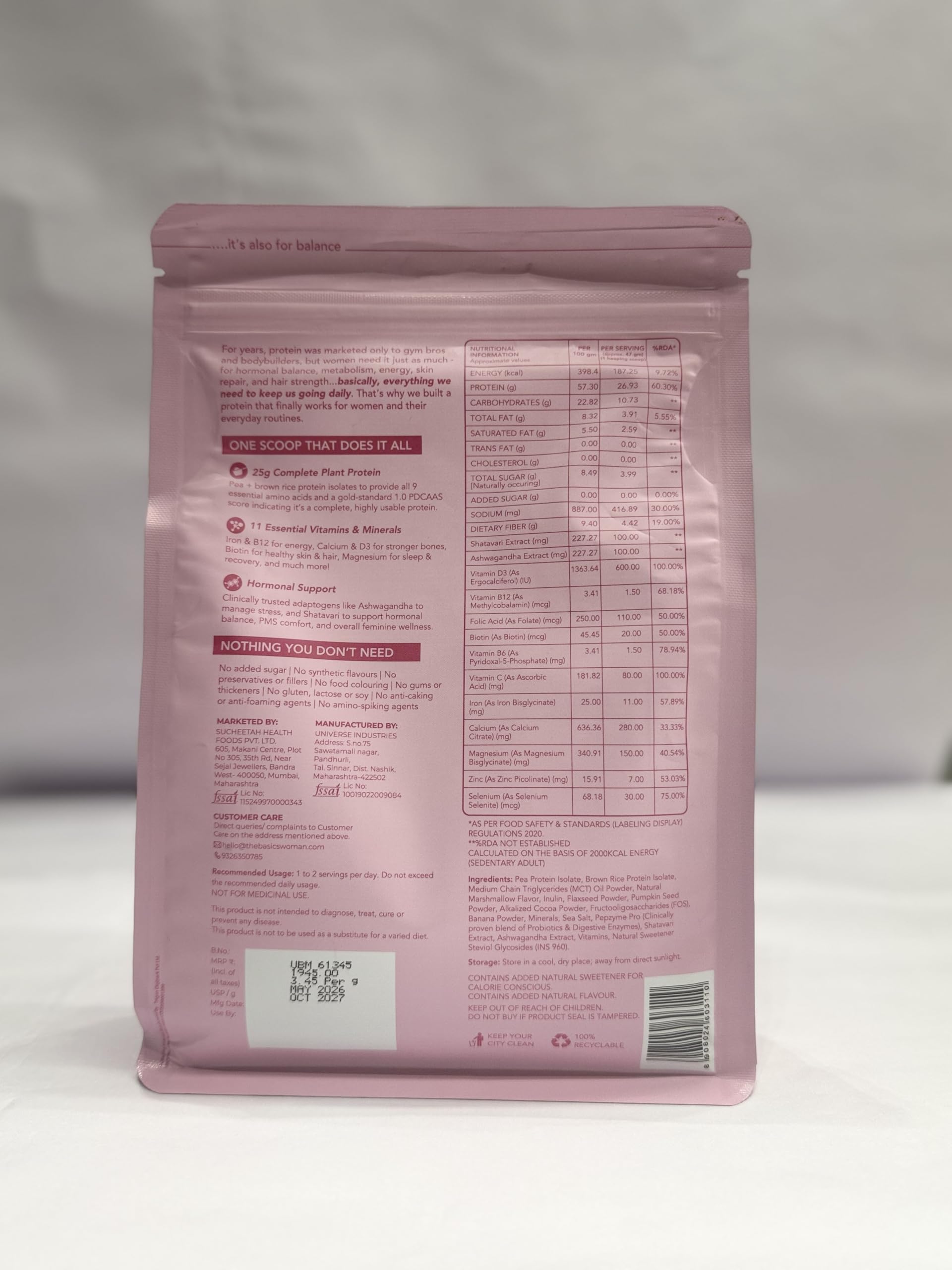 Daily Scoop Plant Protein for Women, 25 g Vegan Protein with Vitamins & Herbs, Marshmallow Flavor, 500 g (Pack of 1) — Amazon image 8