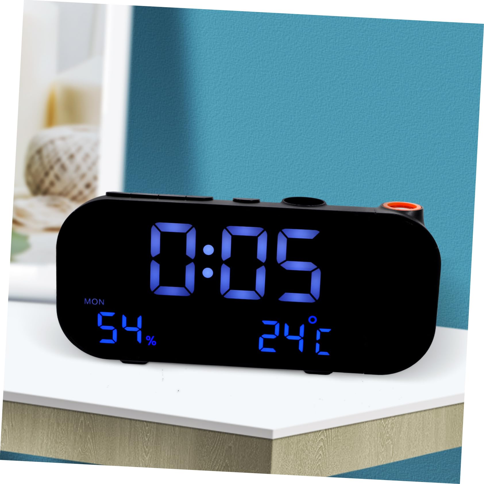 Cabilock Projektionsuhr Mit Led-Bildschirm Tisch-radiowecker Elektronische Uhr Für Schlafzimmer Küche Schwarz Multifunktionsuhr Mit Ferneinstellung Für Büro Und Wohnzimmer