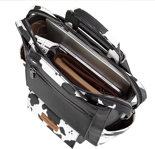 Miniatura 6 de Montana West Wrangler - Mochila con estampado de vaca para mujer, de cuero vegano, mochila convertible con estilo antirrobo con correa ajustable