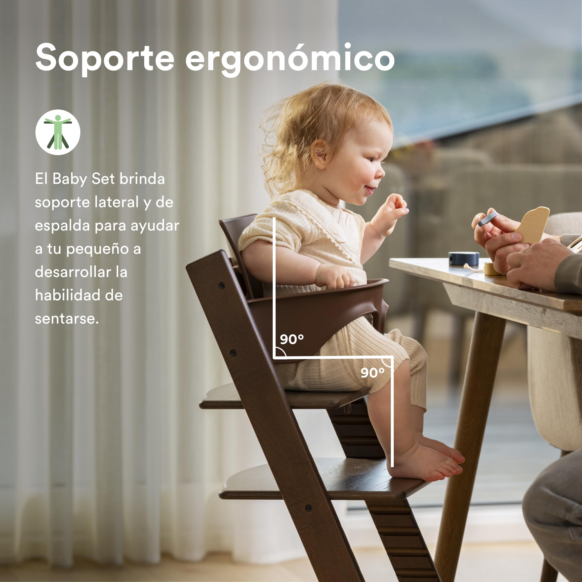 Trona Tripp Trapp de Stokke, Oak Warm Brown/Warm Brown (Incluye Silla + Baby Set 2) con Newborn Set - Diseño Seguro, Ajustable y Ergonómico