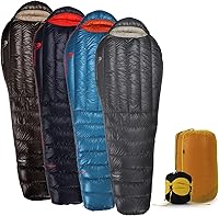 Vista 1 de Mountaintop Saco de dormir ultraligero de plumón tipo momia con relleno de plumón de pato de 650 puntos de llenado, adecuado para 32 grados F