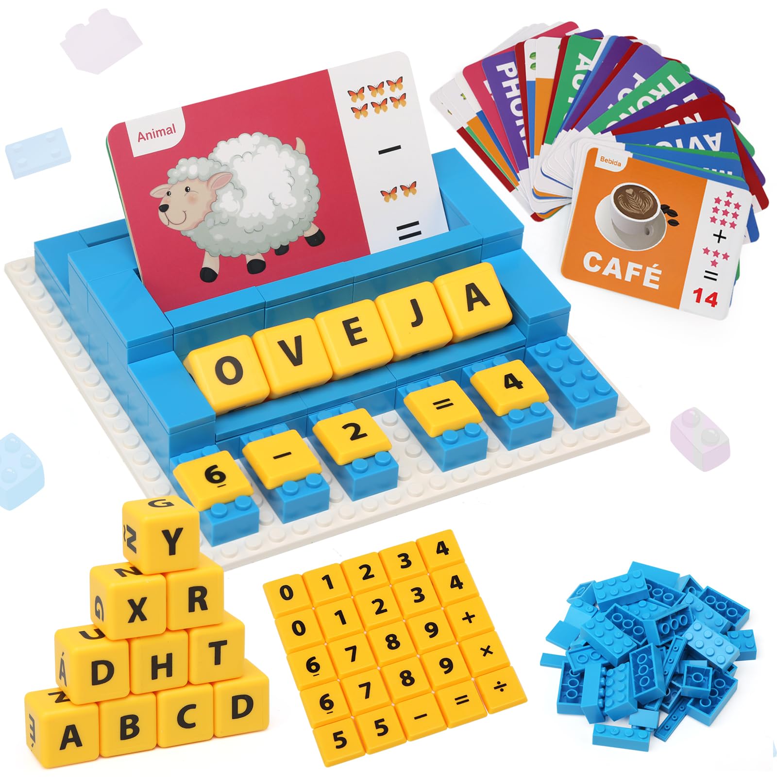 Juego Educativo Felly 2 En 1 – Bloques De Construcción Y Deletreo En Español – Montessori Para Niños De 3 A 8 Años – Regalo De Cumpleaños Ideal