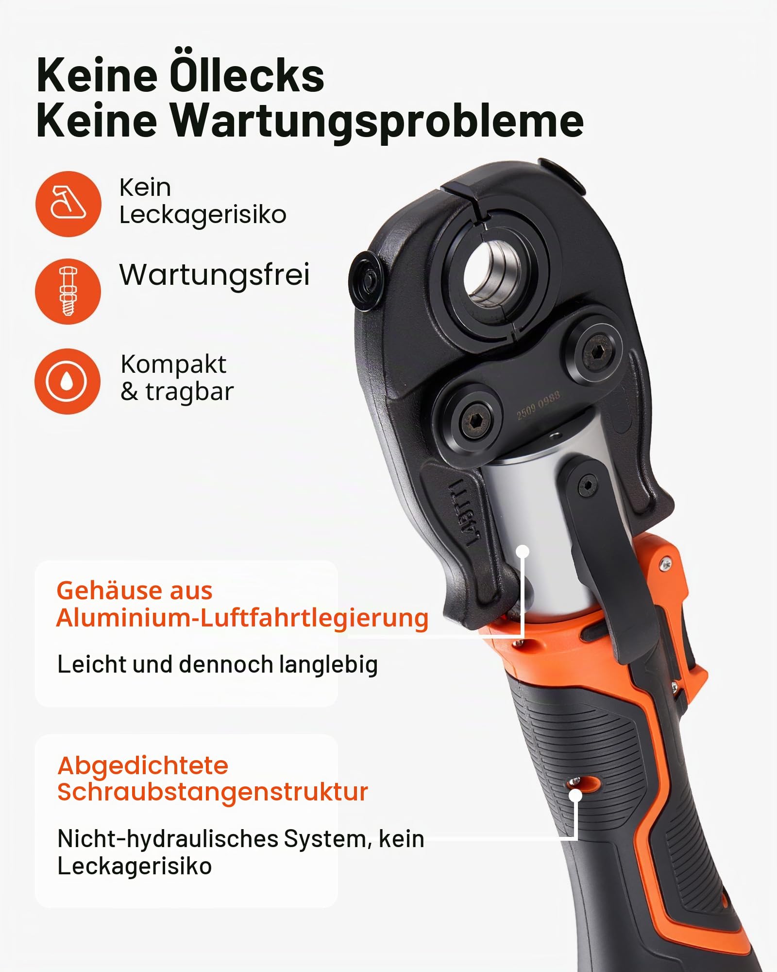 VEVOR Pressmaschine, 18-V-Elektro-Rohrpresswerkzeug-Set für PEX- & Aluminium-Kunststoff-Rohre – mit Pressbacken U16, U20, U25 & U32, 2 x 2-Ah-Akkus, Schnellladegerät & Tragekoffer